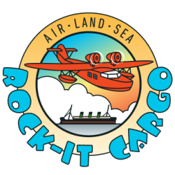 The logo of Rock-It Cargo - "air, land, sea"